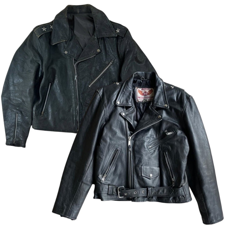 10x GENUINE LEATHER MOTORBIKE JACKETS - The Hub Vintage Wholesale Limited