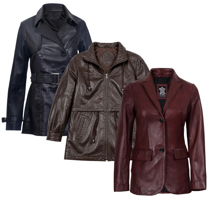 15x WOMENS MID/LONG LEATHER JACKETS