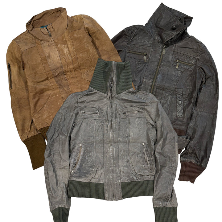20x BLOUSONS EN CUIR CÔTELÉ Y2K