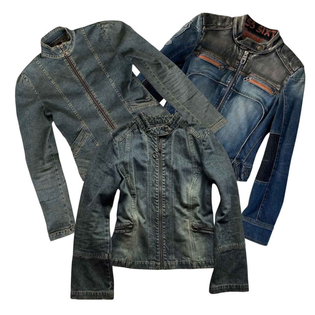 25x Y2K DENIM MOTORBIKE JACKETS