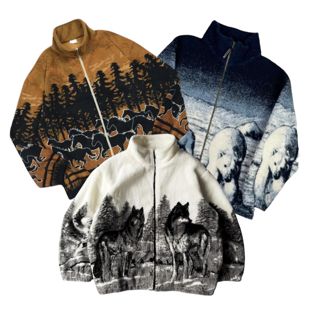 30 animal print fleeces vintage wholesale bundle 