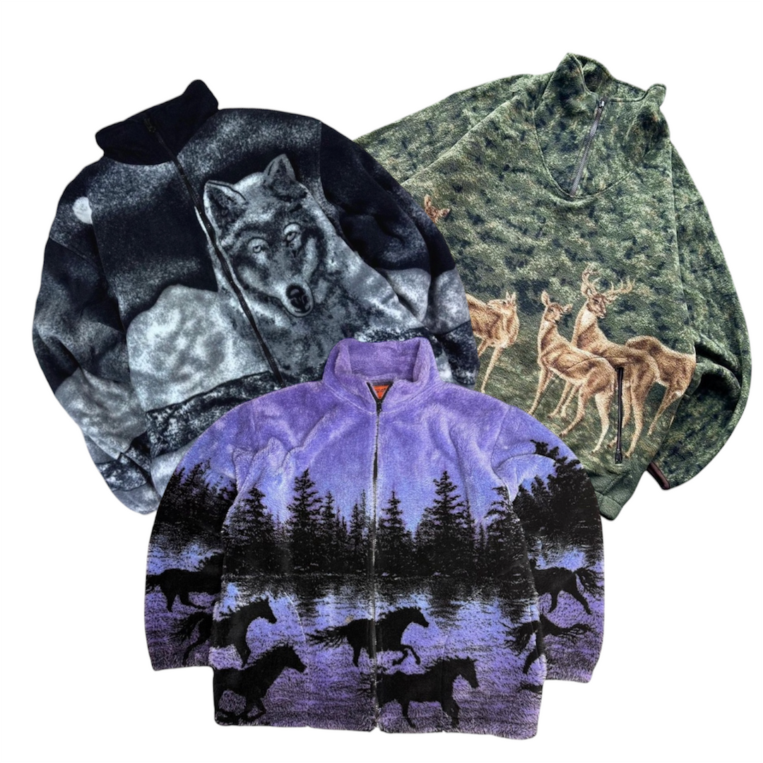 30 animal print fleeces vintage wholesale bundle