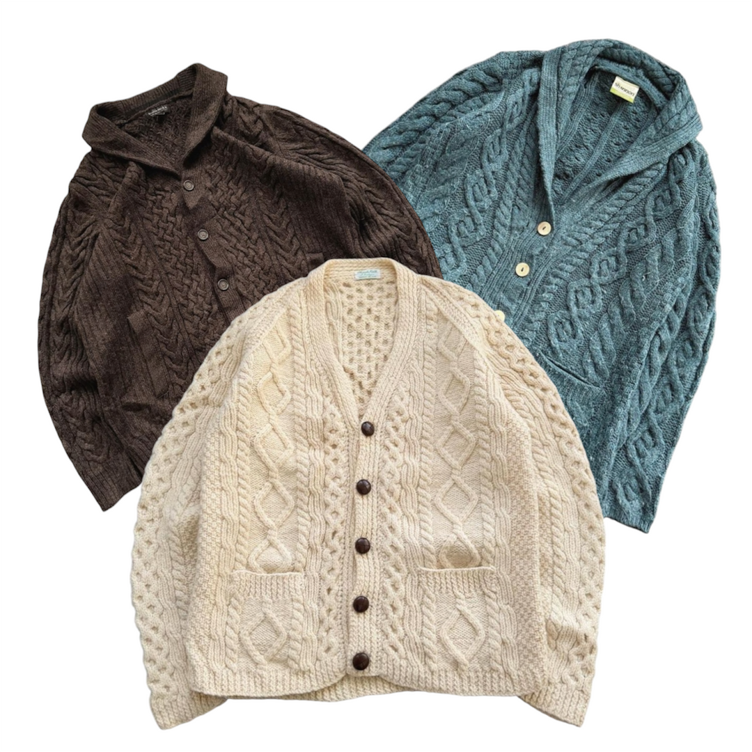 25 aran cardigan colourful vintage wholesale bundle 