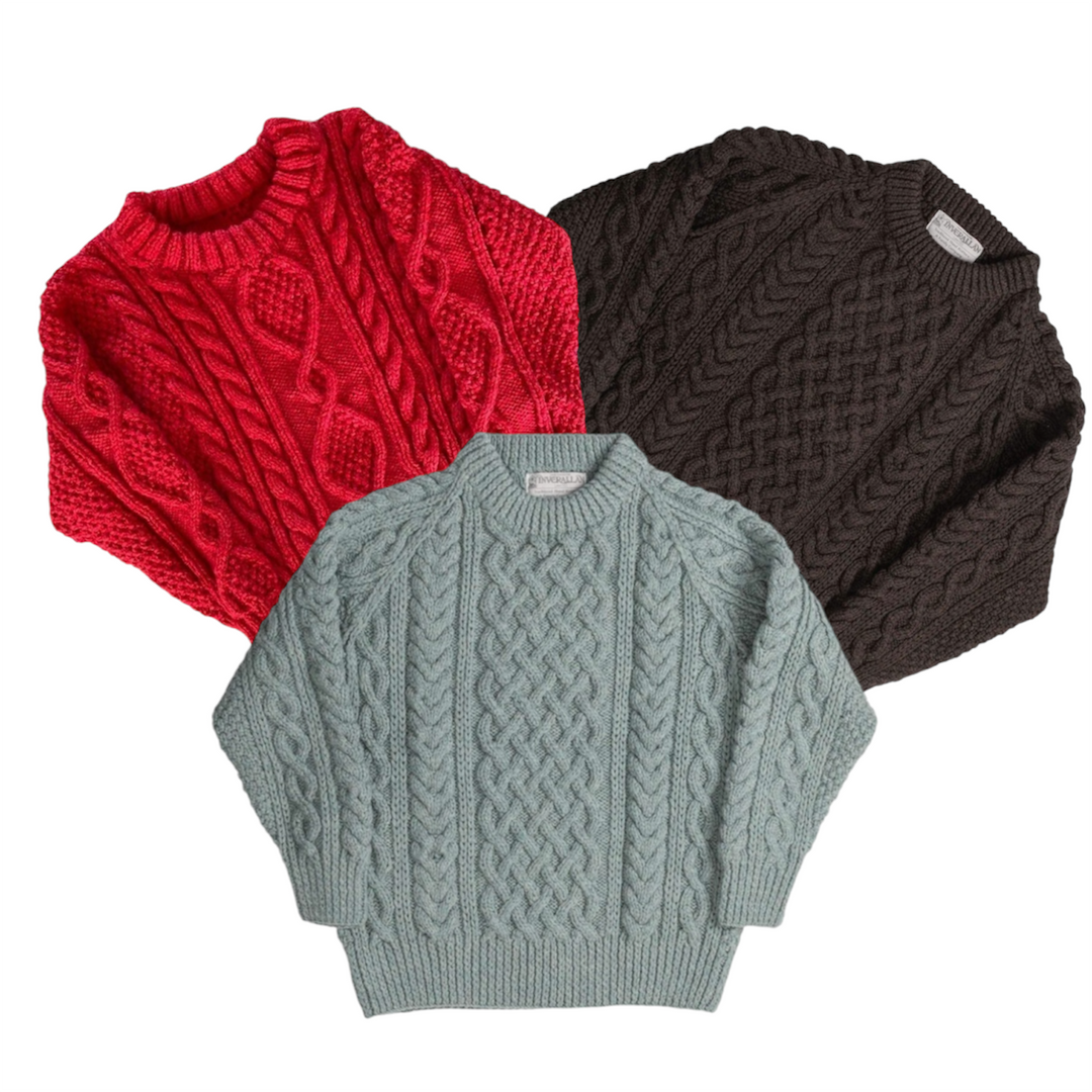 25 colourful aran knits vintage wholesale bundle 