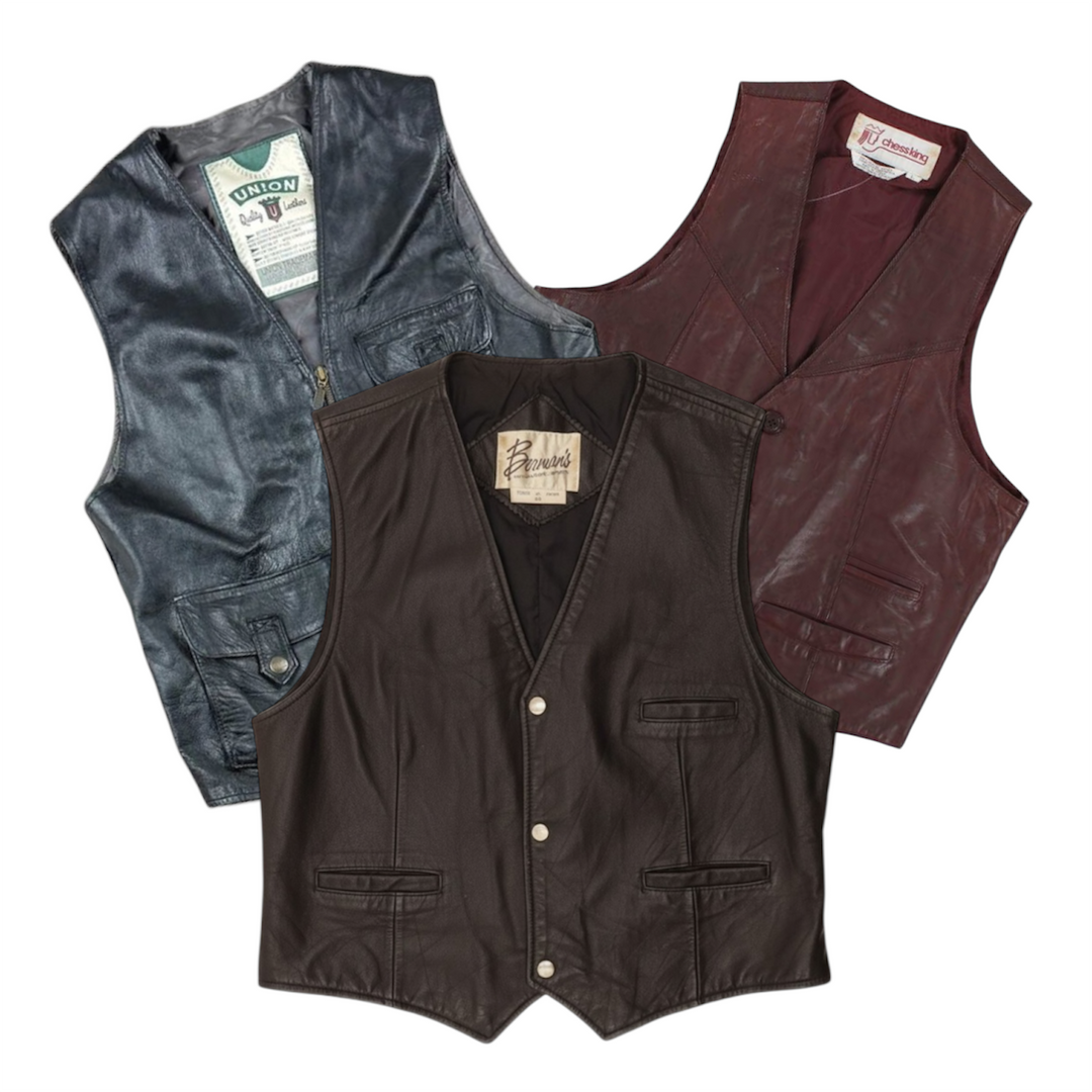 25 genuine leather waistcoat vintage wholesale bundle