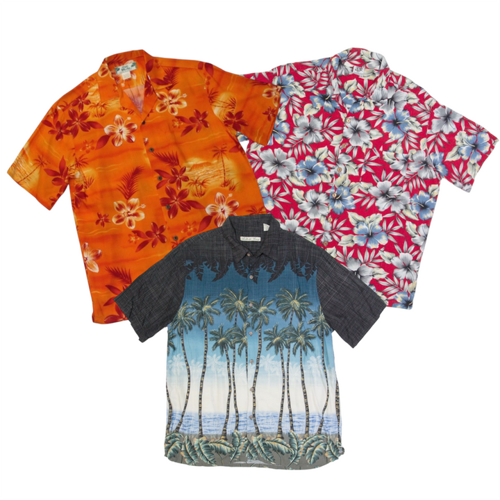 50 Hawaiian shirts vintage wholesale bundle 