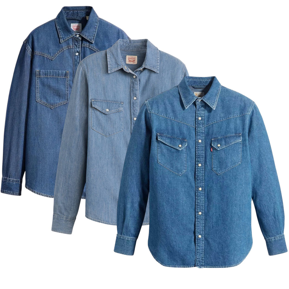 50 Levis lee wrangler denim shirts vintage wholesale bundle