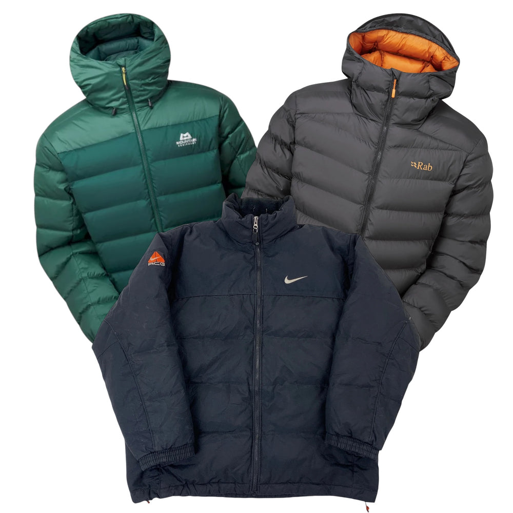 15 premium branded puffer jackets vintage wholesale bundle 