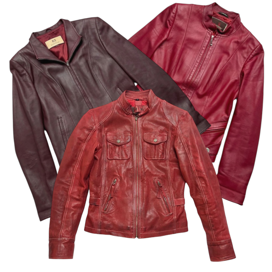 20 y2k red leather jackets vintage wholesale bundle 