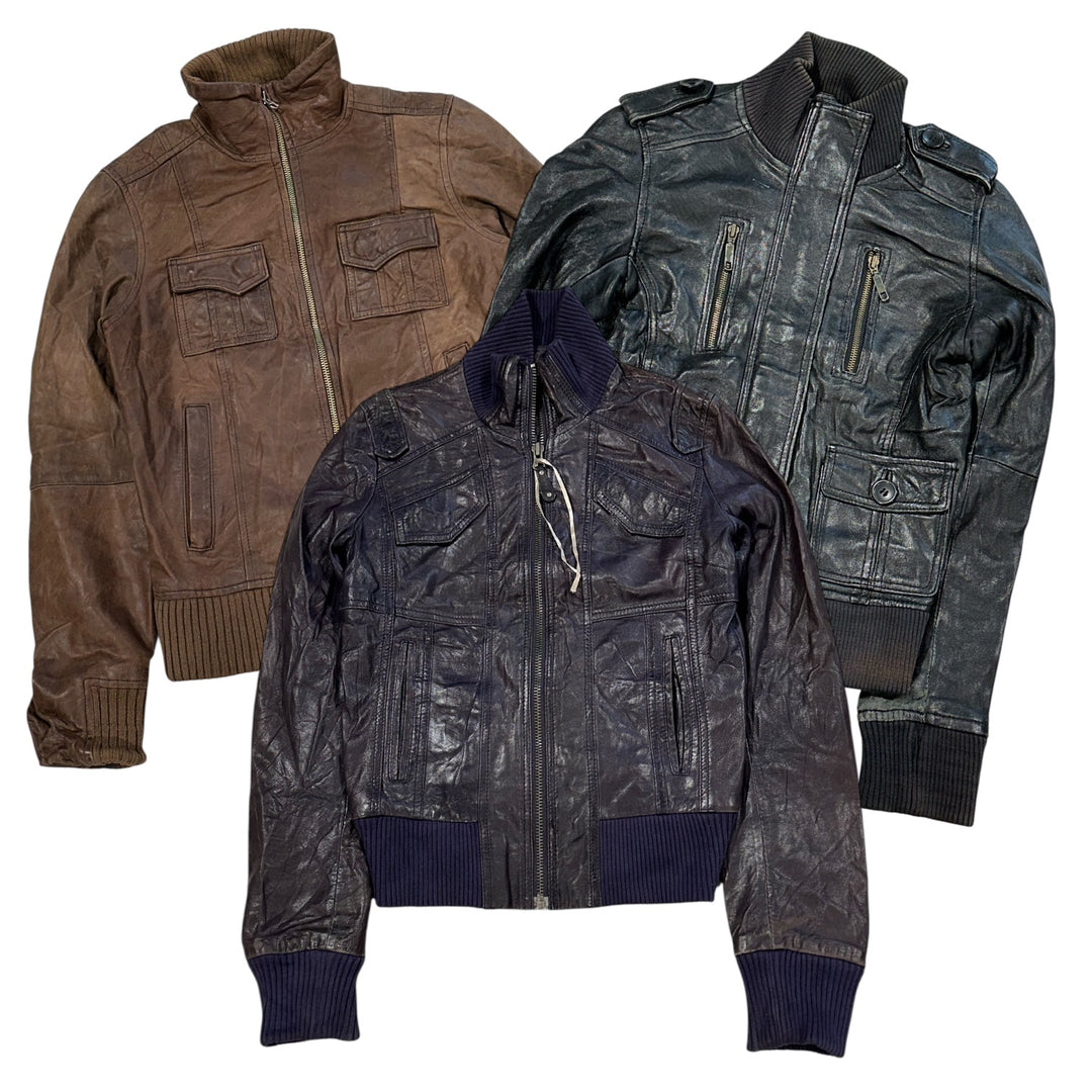 25 ribbed leather bombers y2k vintage wholesale bundle 