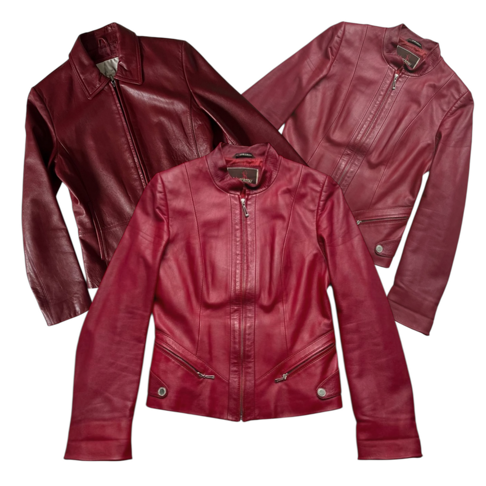 20 womens red leather jackets vintage wholesale bundle