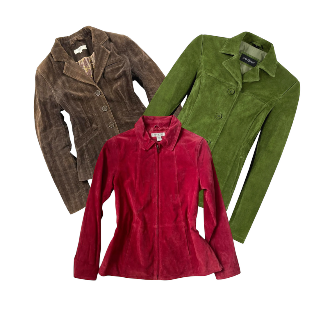 25 womens Y2K suede jackets vintage wholesale bundle 