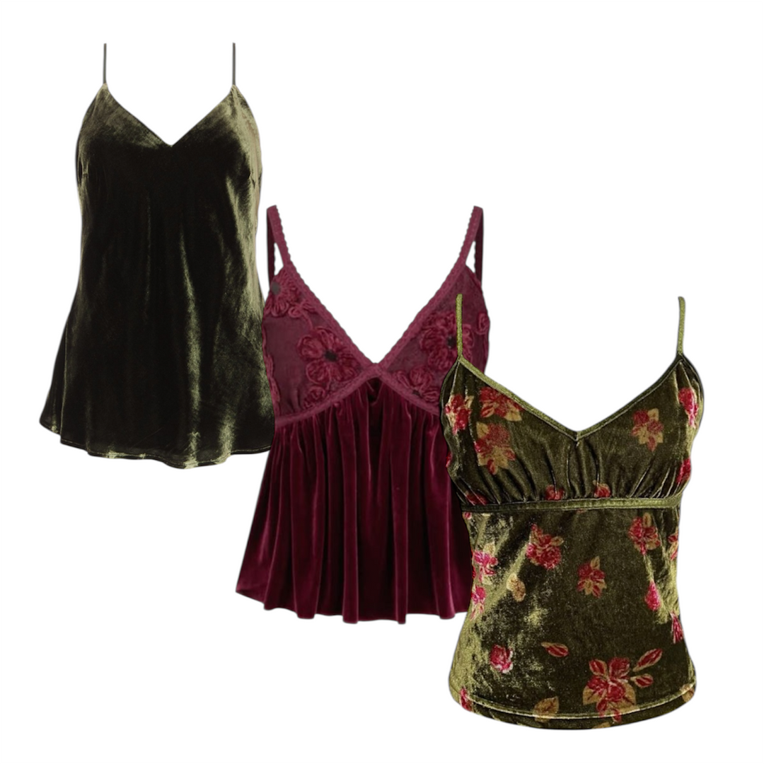 50 womens velvet cami tops vintage wholesale bundle 